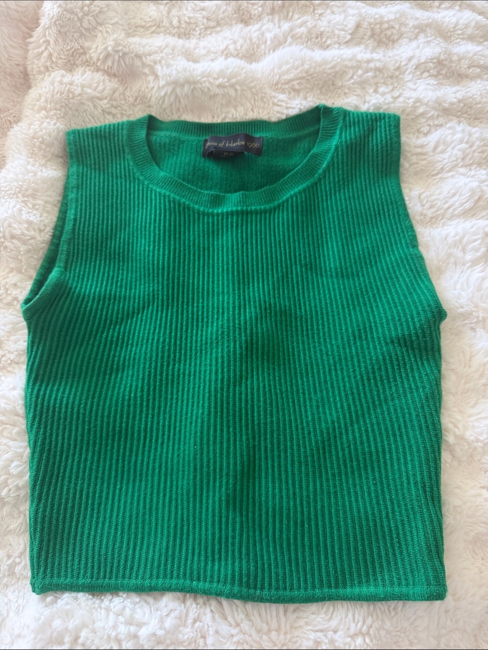 House of Harlow Green Ribbed Knit Tank Top
